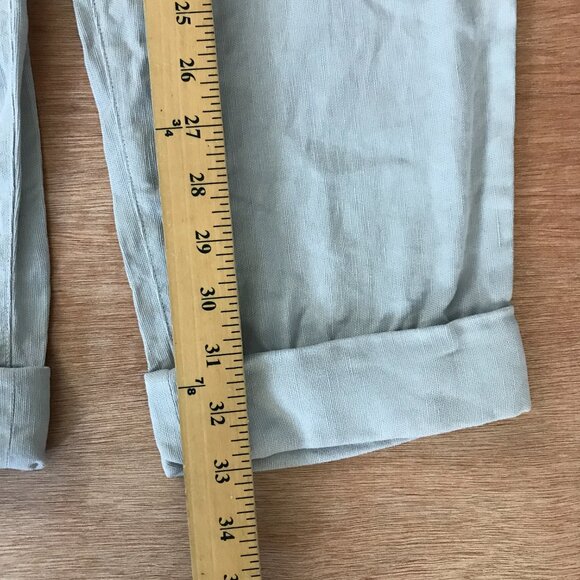 Aritzia Wilfred Pants Women 2 Gray Lyocell Linen Tie Waist Pocket Cuffed Preppy - Picture 5 of 14